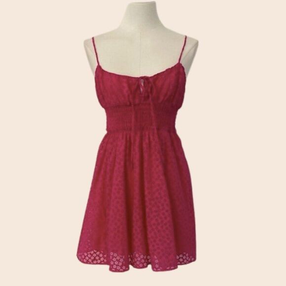 Urban Outfitters Riley Smocked Waist Floral Pink Daisy Mini Dress XS - Picture 1 of 15